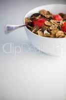 View of a bowl of cereals