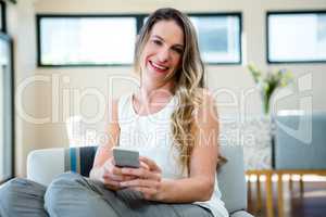 smiling woman on her mobile phone