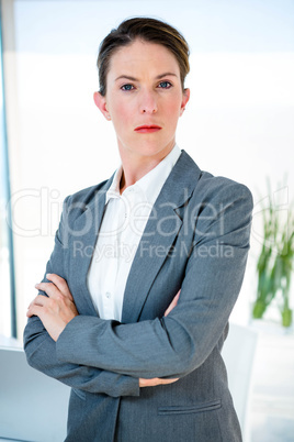 business woman staring at  the camera