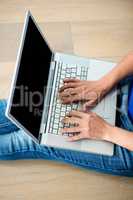 femaale hands typing on a laptop computer