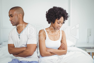 Upset couple not talking after argument