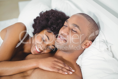 Peaceful couple on the bed