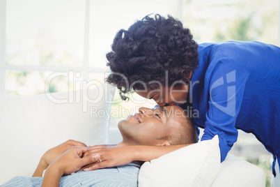 Happy couple on the sofa