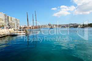 SLIEMA, MALTA - APRIL 22: The Hera cruises yachts and view on Va