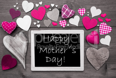 Black And White Chalkbord, Pink Hearts, Happy Mothers Day