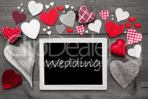Black And White Chalkbord, Red Hearts, Wedding