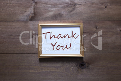 Golden Picture Frame With Copy Space And Text Thank You