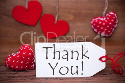 One Label With Romantic Hearts Decoration, Text Thank  You