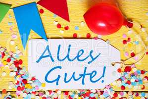 Party Label With Balloon, Text Alles Gute Means Congratulations, Macro