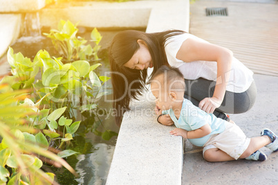 Mother and son outdoor fun
