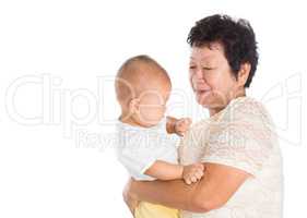 Grandmother taking care grandchild