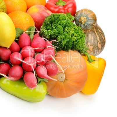 fruits and vegetables isolated on white background