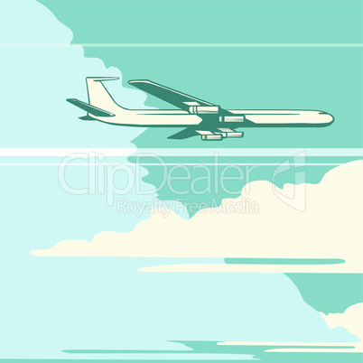 Retro airplane in the sky