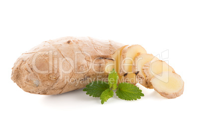 Ginger root on white