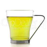 Glass cup of lemon tea