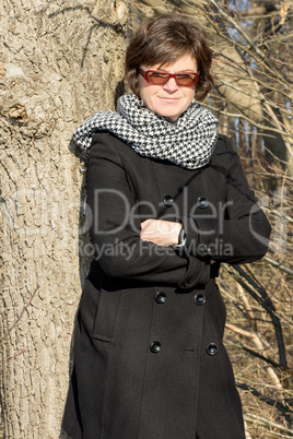 Woman in wintry walk