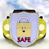 Car with protective shield