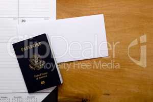 Passport, calendar and blank forms