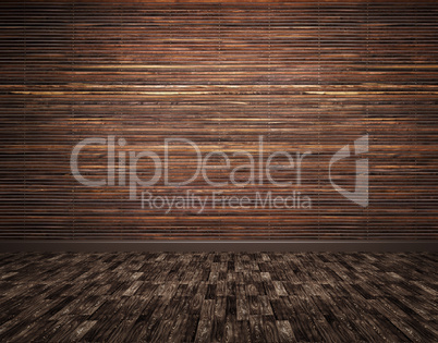 Wooden planks wall and parquet floor background 3d render