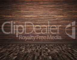 Wooden planks wall and parquet floor background 3d render