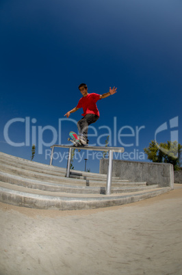 Skateboarder on a slide