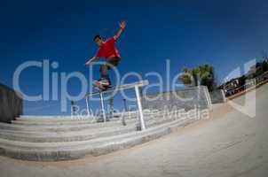 Skateboarder on a slide