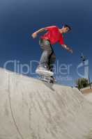 Skateboarder on a curb