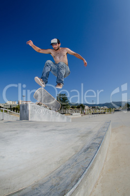 Skateboarder on a flip trick