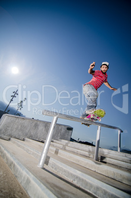 Skateboarder on a slide