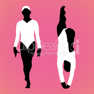 Girls gymnast silhouettes