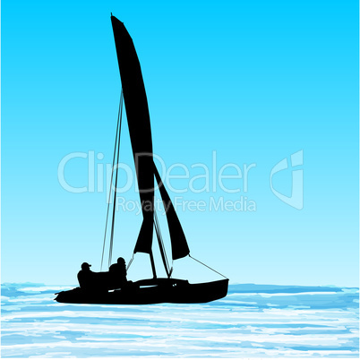 Sailing catamaran silhouette