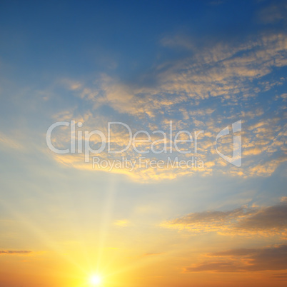 beautiful sunrise and cloudy sky