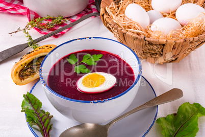 beet green soup with egg