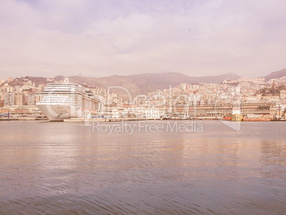 View of Genoa Italy from the sea vintage