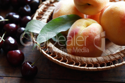 Peach And Cherries