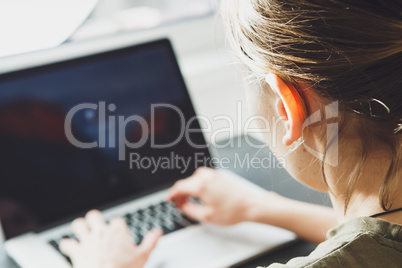 Woman working on the laptop