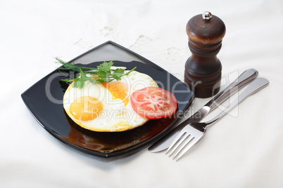 Fried Eggs On Plate