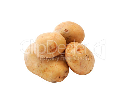 Raw Potatoes On White