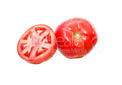 Wet Tomatoes On White