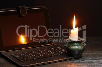Candle Near Laptop
