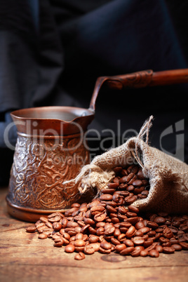 Beans Near Coffee Pot