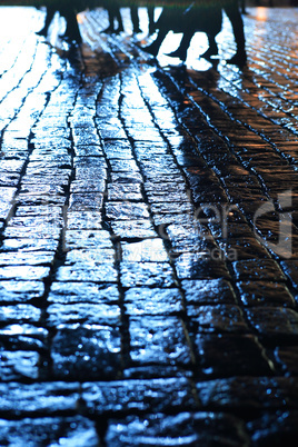 Wet Pavement At Night