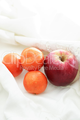 Fruits On White Cloth