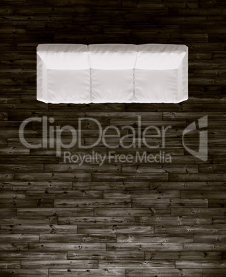 White sofa on hardwood floor  top view 3d render