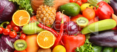 bright background of fruits and vegetables