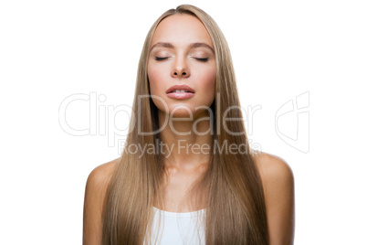 Beautiful woman relaxation on white background
