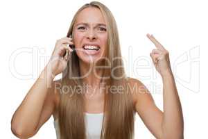 Angry woman talking on phone