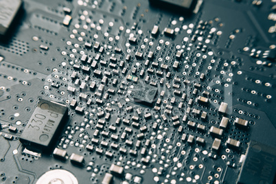 Printed Circuit Board with electrical components.