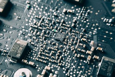 Printed Circuit Board with electrical components.