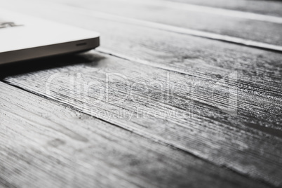 Laptop on modern wooden desk